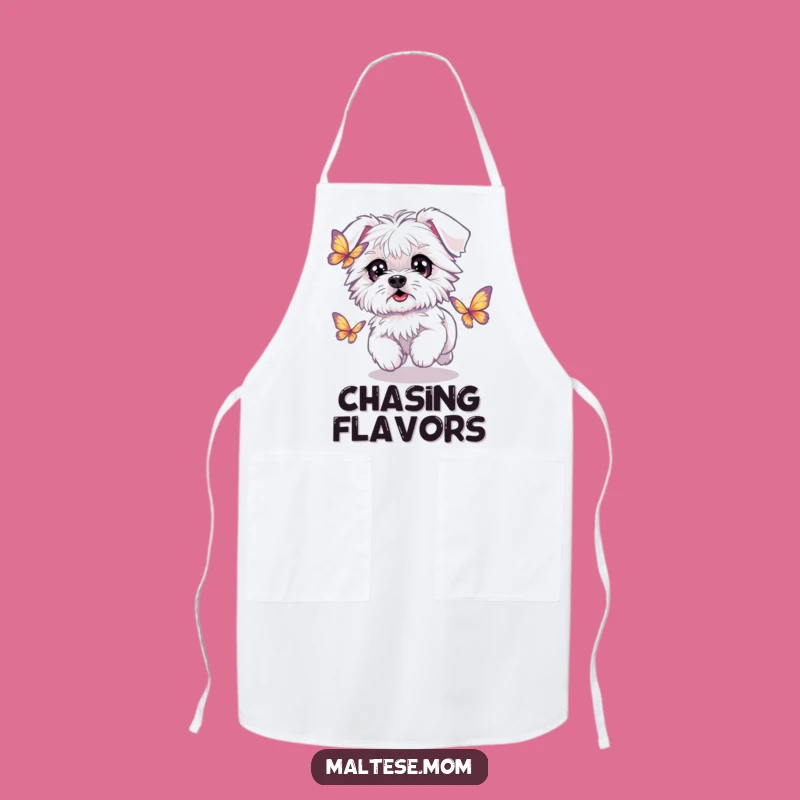 Funny Kawaii Maltese Butterfly Kitchen Apron: Hilarious Cooking Companion for Playful Chefs