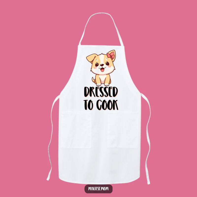 Funny Excited Dog Bow Ear Apron: Cook with Canine Cheer and Style