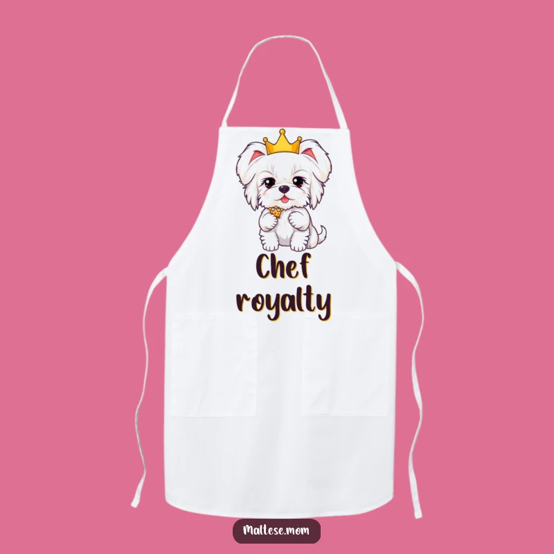 Funny Kawaii Maltese Royal Kitchen Apron: Hilarious Cooking Companion for Pawsome Chefs