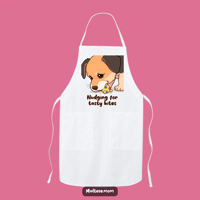 Funny Kitchen Apron: Nudging Dog, Playful Cooking, Wet Nose Gift