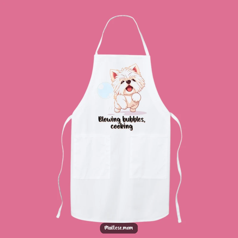 Funny Maltese Bubble Apron: Playful Pooch Kitchen Fun