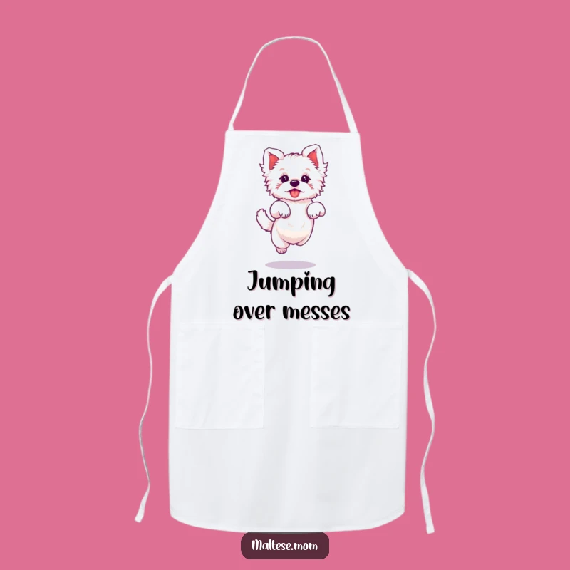 Funny Maltese Elegant Jump Apron: Kitchen Fun, Perfect Gift for Cooks
