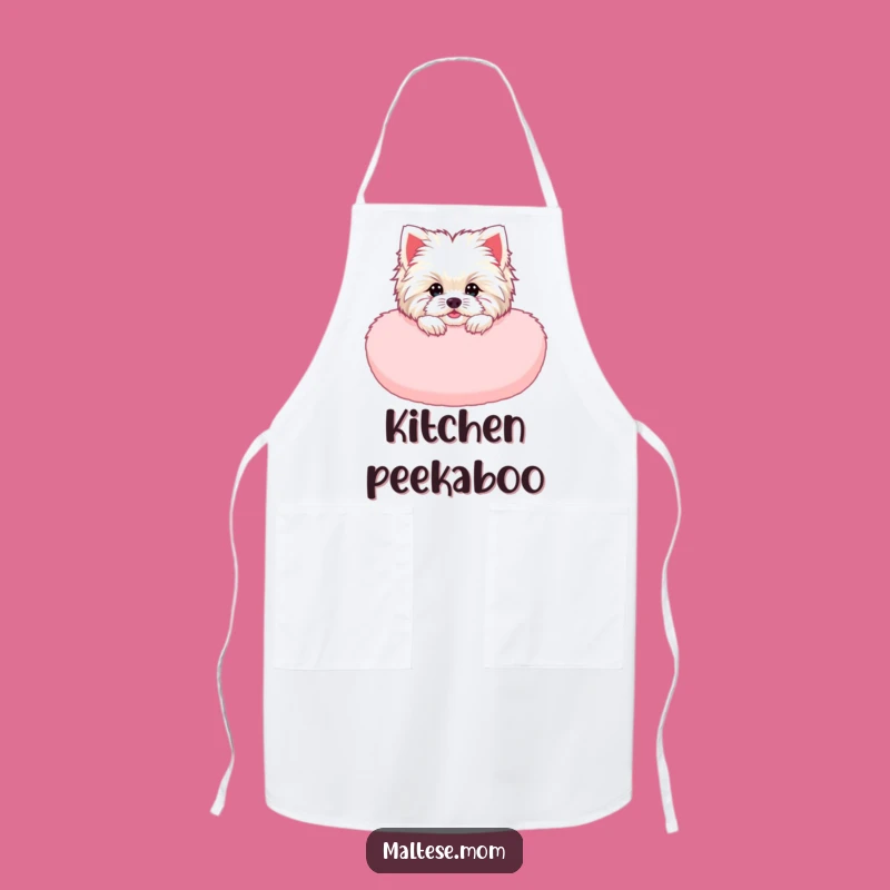 Funny Maltese Lady Apron: Cozy Chef, Pink Peek, Hilarious Kitchen Gift