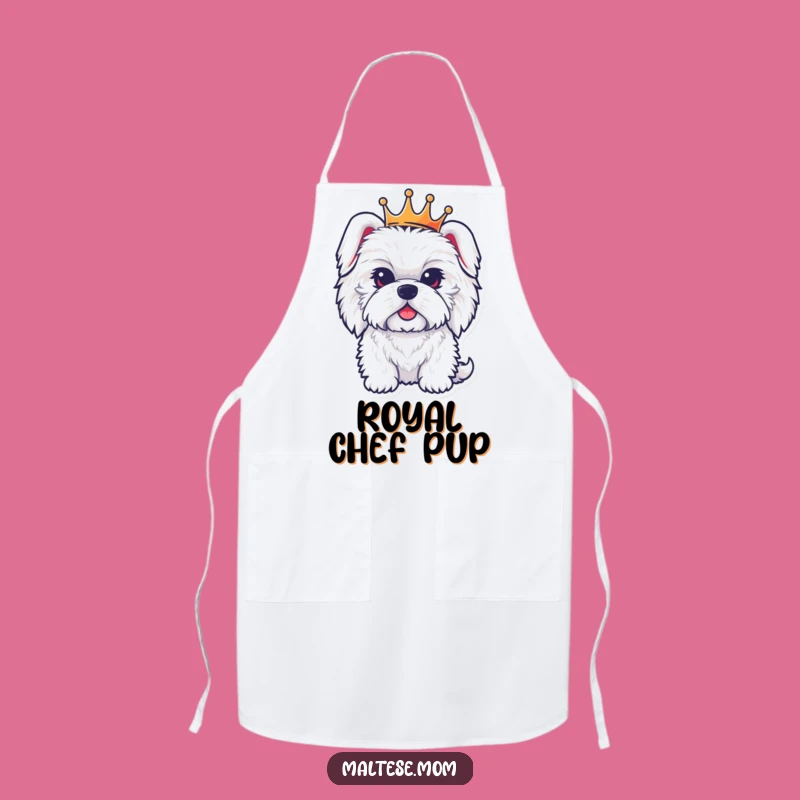 Funny Regal Maltese Dog Crown Apron: Cook Like Royalty!