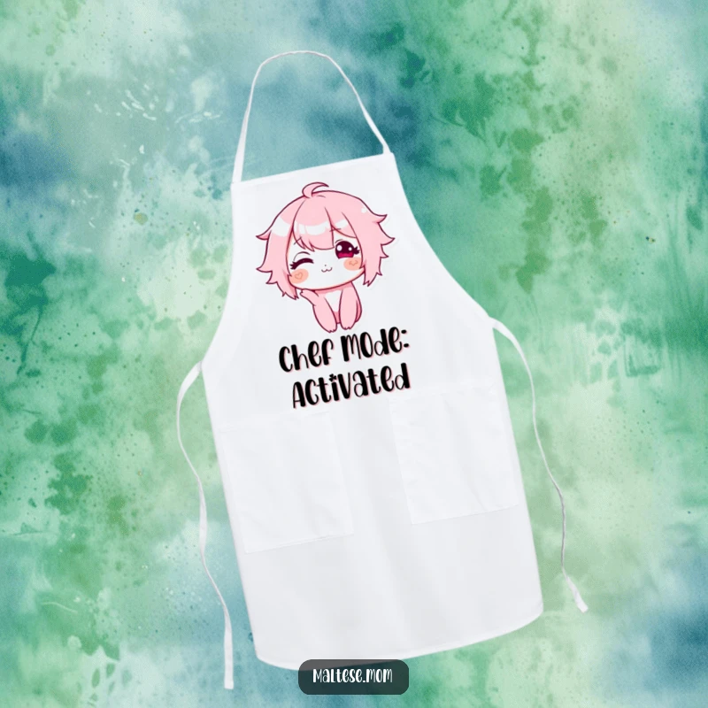 Funny apron featuring a cute character with a tiny, sweet smile and a slight head tilt, ensuring a stylish and cheerful cooking experience.
