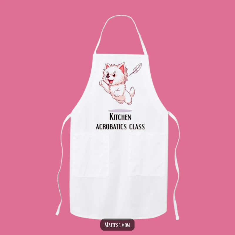Funny Maltese Puppy Feather Apron - Comical Kitchen Fun Dog Gift