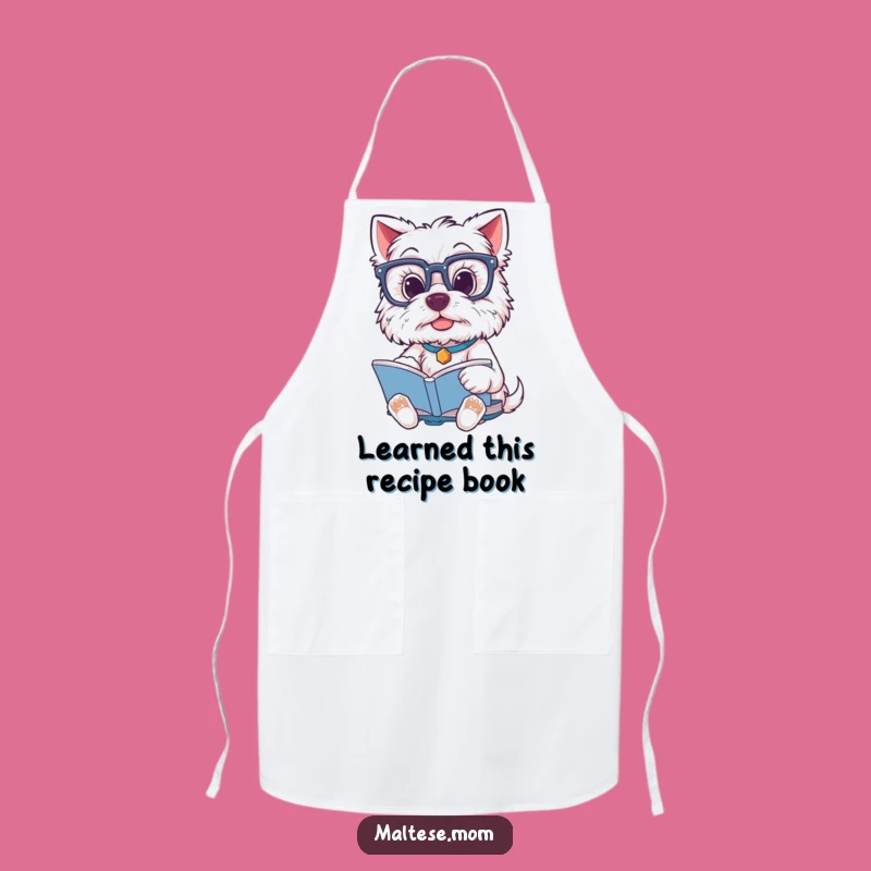 Funny Maltese Scholar Apron: Cook with a Clever Canine Companion!