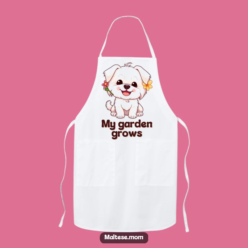 Funny Maltese Flower Apron: Happy Pooch Kitchen Style