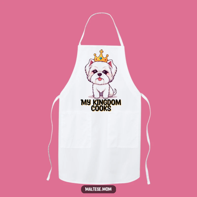 Funny Maltese Crown Apron: Regal Pooch Kitchen Wear