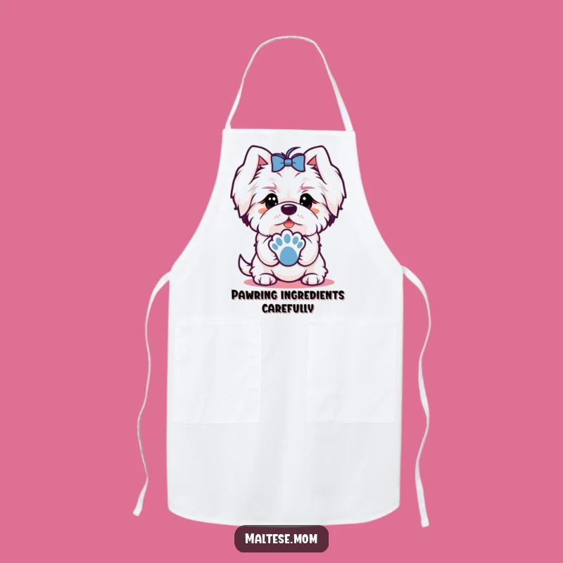 Funny Maltese Offering Paw Apron: Kitchen Friendship, Perfect Gift for Cooks