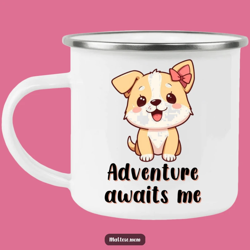 Funny Excited Dog Bow Ear Camping Mug: Your Cheerful Companion for Adventures