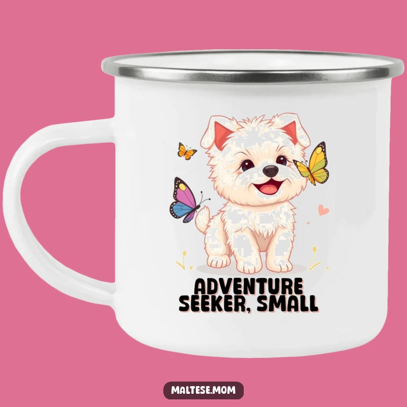 Funny Maltese Puppy Camping Mug, Durable Puppy Chase Coffee Cup