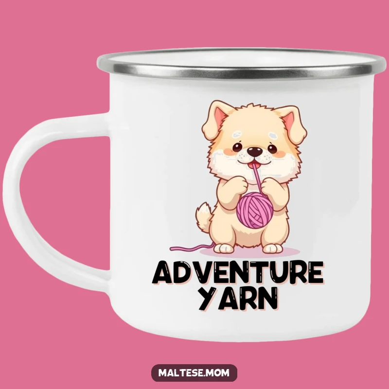 Funny Fluffy Dog Yarn Camping Mug: Adventure Fuelled by Canine Comedy