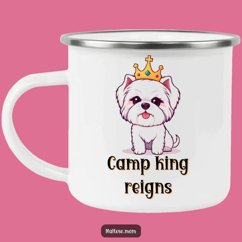 Funny Maltese Crown Camping Mug: Regal Pooch Outdoor Sip