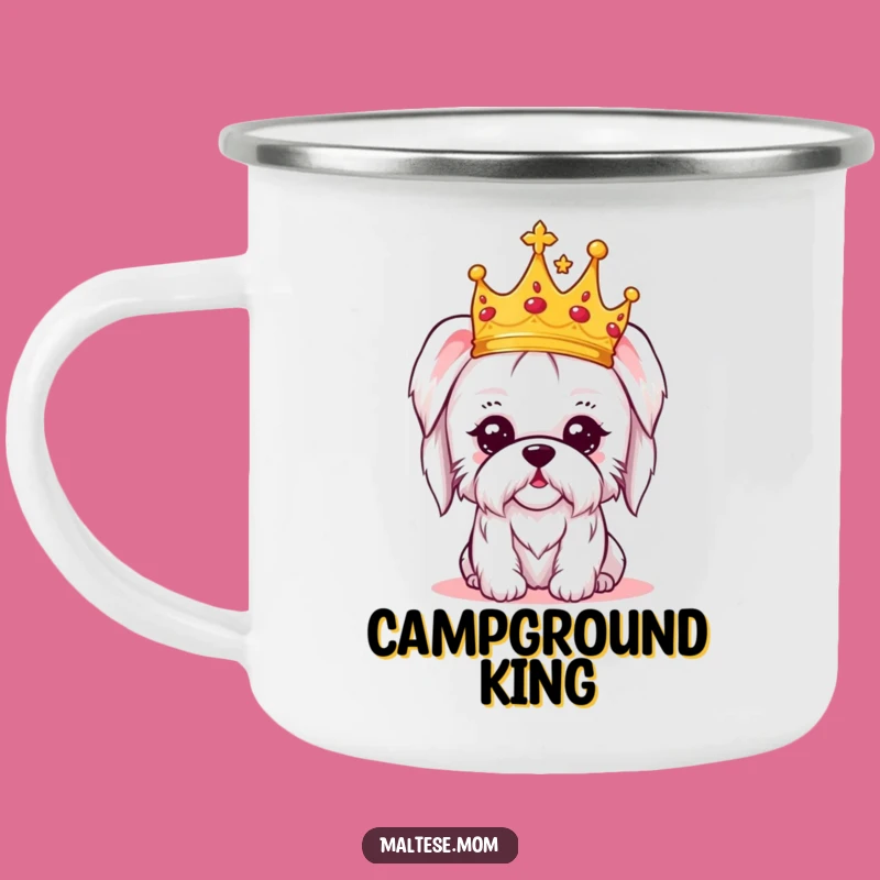 Funny Kawaii Maltese Crown Camping Mug - Regal Outdoor Amused Gift