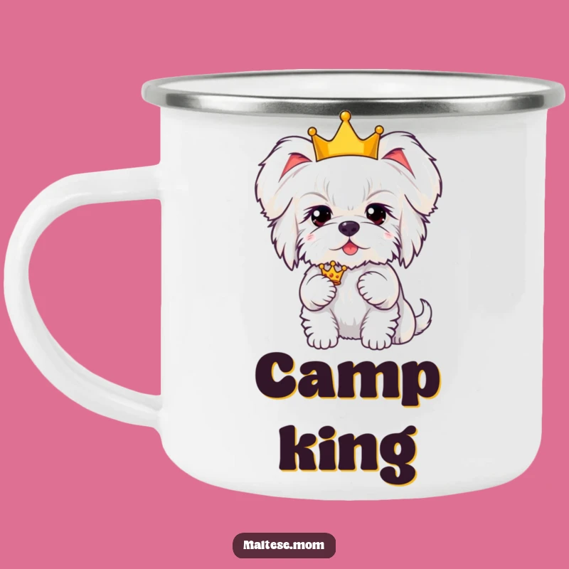 Funny Kawaii Maltese Crown Camp Mug: Hilarious Royal Companion for Pawsome Adventures