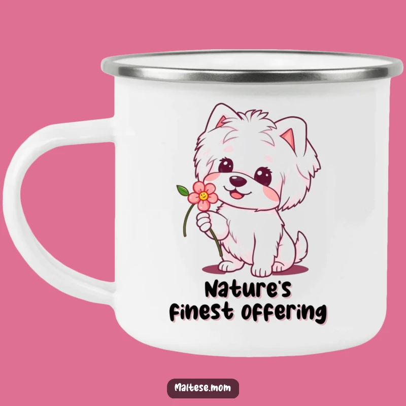 Funny Maltese Flower Dog Camping Mug: Camp Smiles, Hilarious Outdoor Gift!