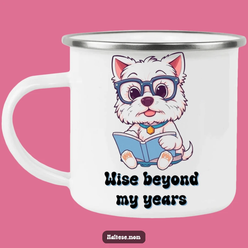 Funny Maltese Scholar Camping Mug: Adventure with a Witty, Bookish Pup!