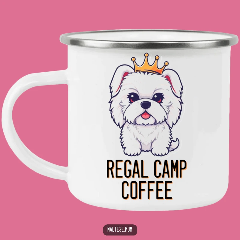 Funny Regal Maltese Dog Crown Camping Mug: Your Royal Outdoor Companion