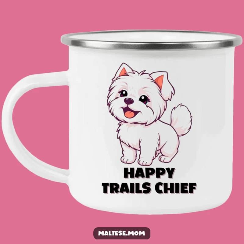 Funny Kawaii Maltese Happy Camp Mug: Hilarious Outdoor Companion for Joyful Adventures
