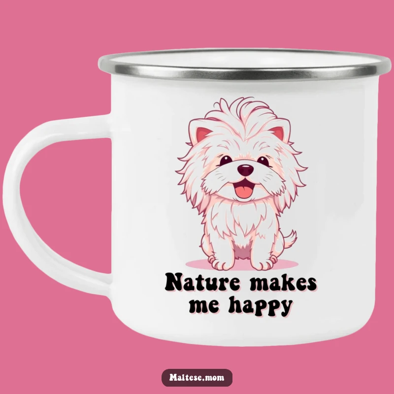Funny Fluffy Mane Maltese Camping Mug: Delightful Sips Outdoors!