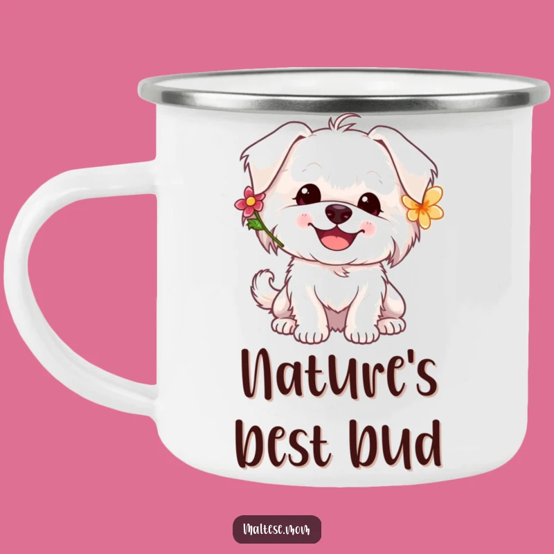 Funny Maltese Flower Camping Mug: Happy Pooch Outdoor Sip