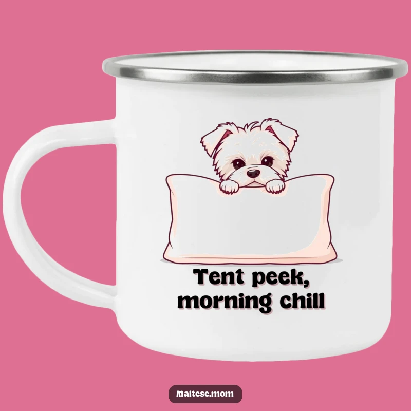 Funny Maltese Puppy Cushion Camping Mug - Comical Dog Lover Drinkware