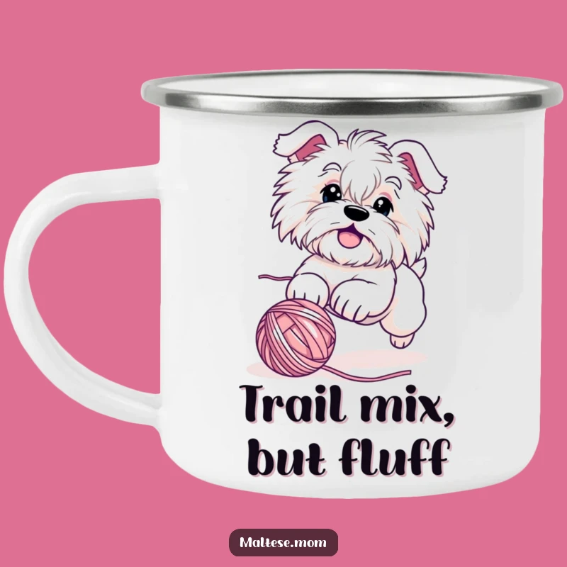 Funny Maltese Dog Yarn Chase Camping Mug - Outdoor Playful Puppy Gift