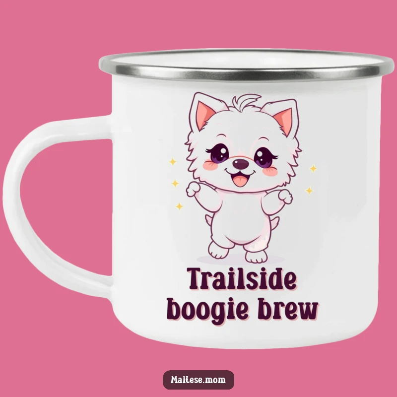 Funny Maltese Puppy Dancing Camping Mug - Comical Dog Lover Drinkware