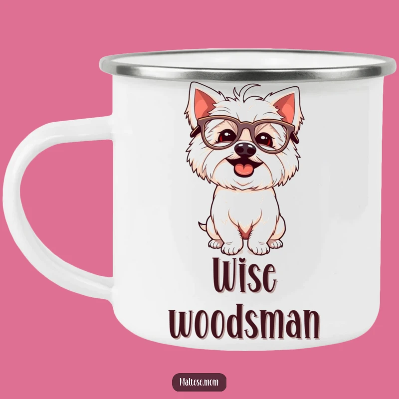 Funny Maltese Glasses Camping Mug: Silly Pooch Outdoor Sip