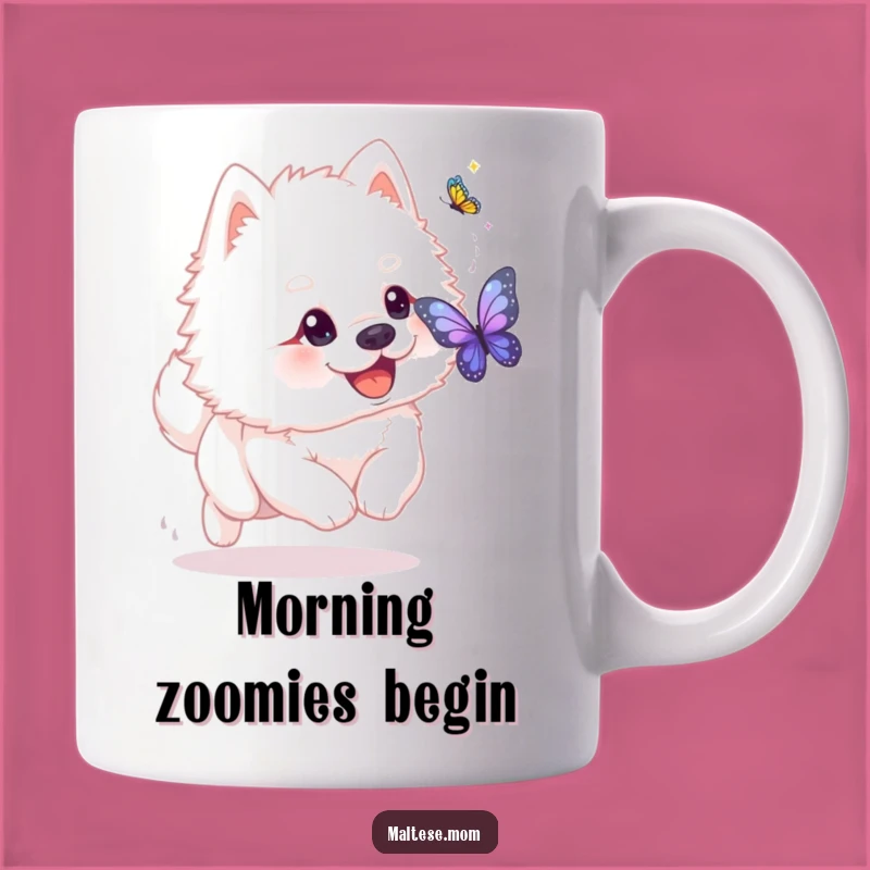 Funny Dog Butterfly Chase Mug - Playful Pet Humor Gift!