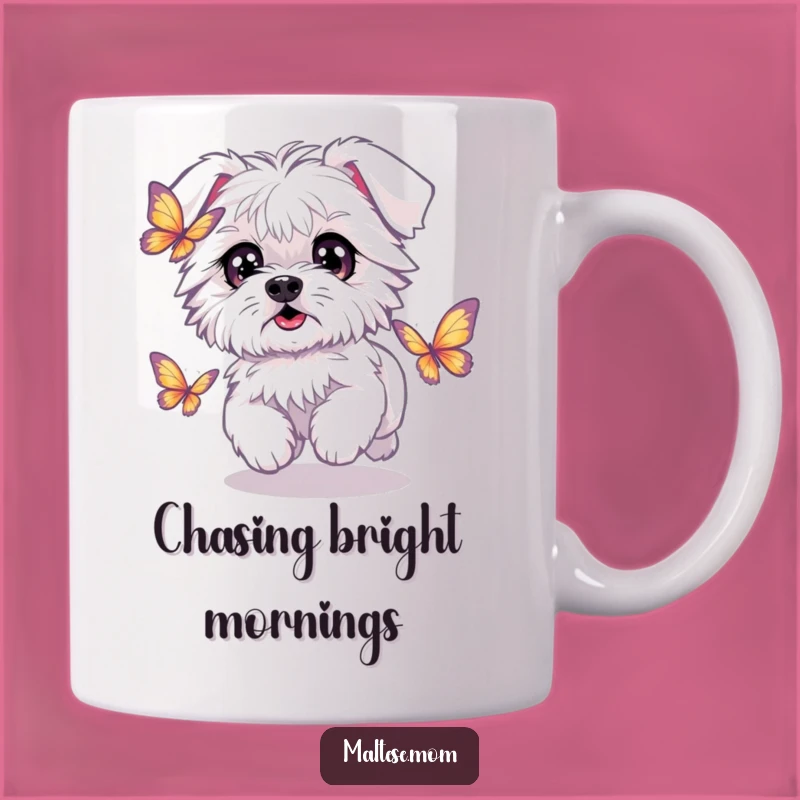 Funny Kawaii Maltese Butterfly Mug: Hilarious Gift for Playful Dog Lovers