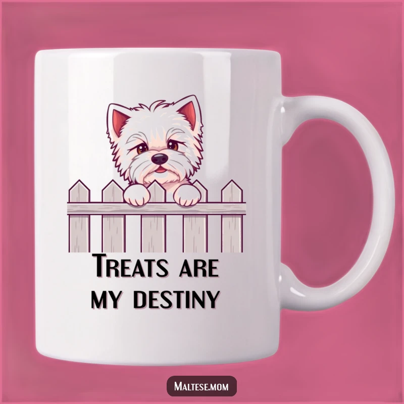 Funny Kawaii Maltese Mug: Eager pup peeking, perfect funny gift for dog lovers.