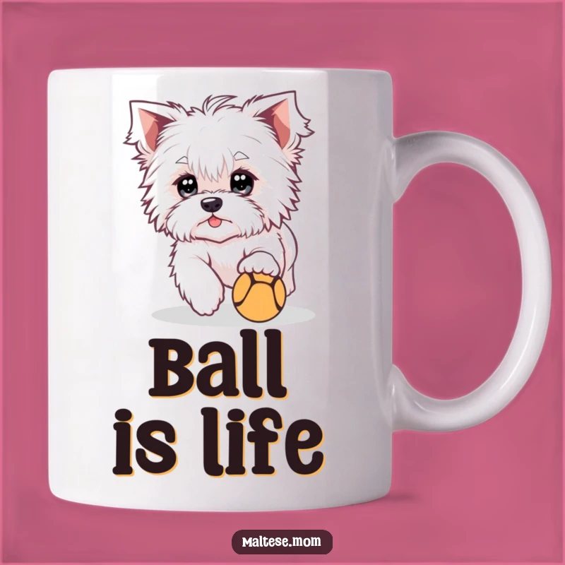 Funny Maltese Chasing Ball Mug - Playful Pup Gift for Dog Lovers
