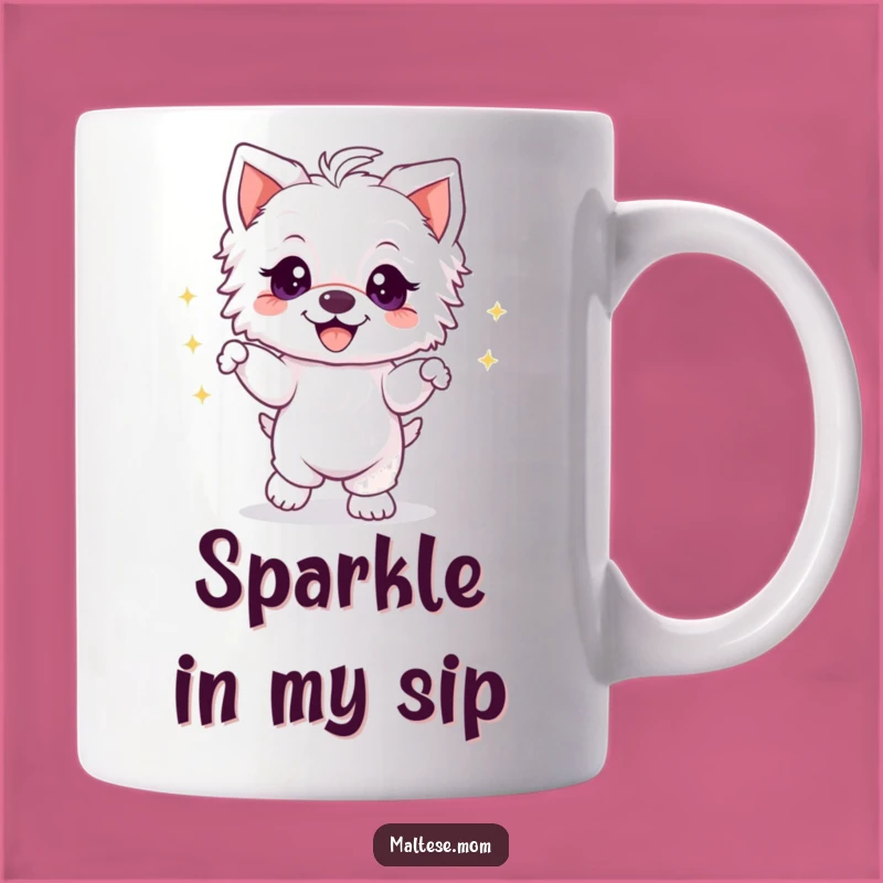 Funny Maltese Puppy Dancing Mug - Joyful & Sparkly Dog Lover Gift