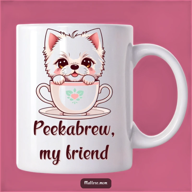 Funny Shy Maltese Teacup Mug: Adorable Peek-a-Boo Dog Lover Gift!