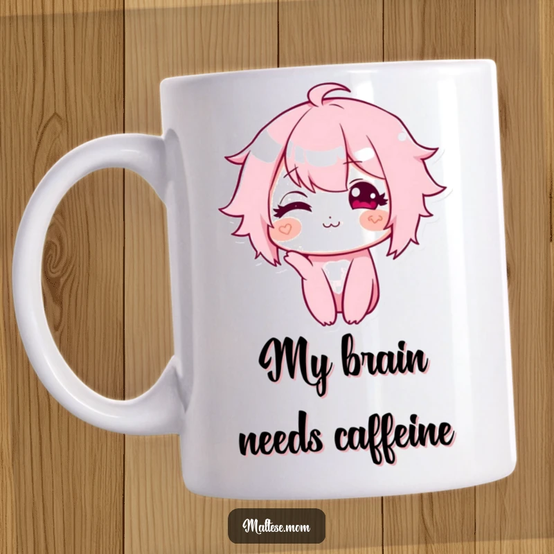 Funny mug featuring a cute character with a tiny, sweet smile and a gentle head tilt, radiating warmth and charm.