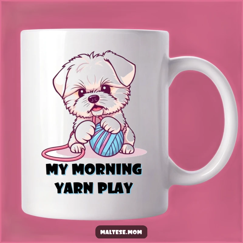 Funny Maltese Puppy Yarn Ball Tug Mug - Perfect Gift for Dog Lovers!
