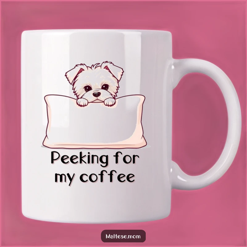Funny Maltese Puppy Peekaboo Cushion Mug - Playful Hidden Dog Gift