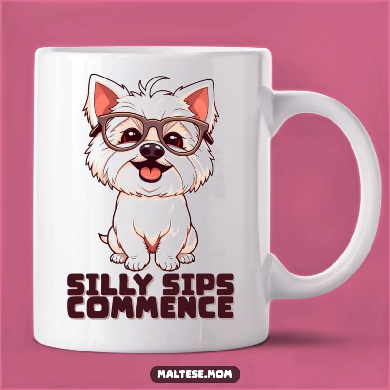 Funny Maltese Glasses Mug: Silly Pooch Gift for Goofy Dog Lovers