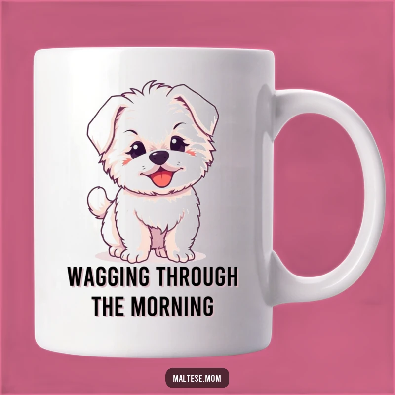 Funny Maltese Puppy Tail Wag Mug, Happy Dog Lover Gift