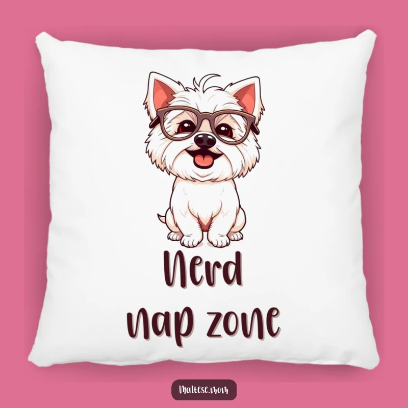Funny Maltese Glasses Pillow: Cozy Silly Pooch Accent