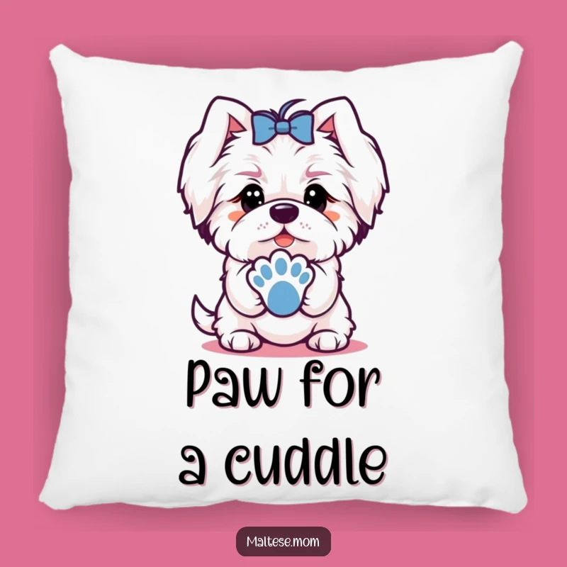 Funny Maltese Offering Paw Pillow: Cozy Loyalty, Cute Home Decor Gift