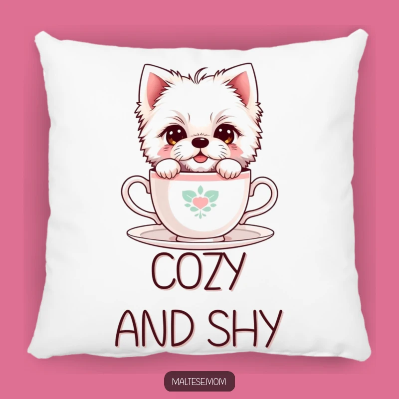 Funny Shy Maltese Teacup Pillow: Cozy Cuddles with a Bashful Pup!