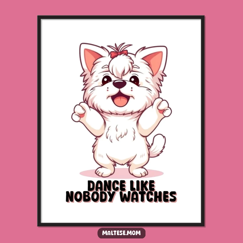 Funny Happy Maltese Dance Digital Art: Instant Joyful Decor!