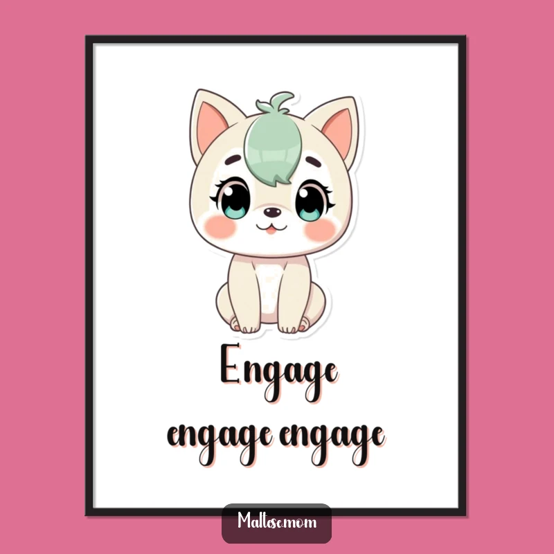 Funny Playful Alert Digital Art: Engaging Character Decor, Unique Funny Gift