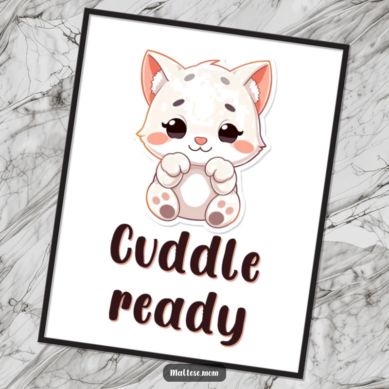 Funny Digital Art Print of a character's paws curled in a soft, cuddly pose, ideal for adding adorable and humorous charm to any decor.