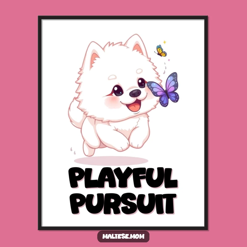 Funny Dog Butterfly Chase Digital Art - Instant Playful Pet Print!