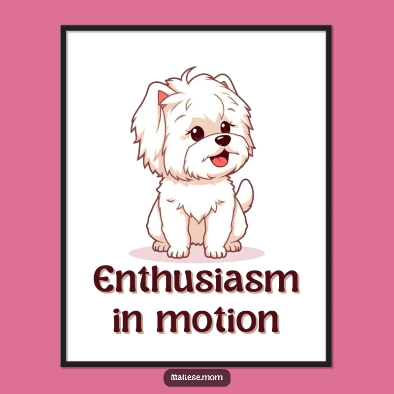 Funny Maltese Wagging Tail Digital Art: Joyful Pup Print, Instant Decor Gift
