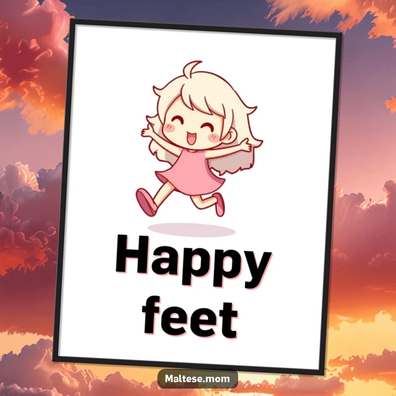 Funny Digital Art Print of a character prancing with a lighthearted and energetic step, ideal for adding dynamic and cheerful decor.